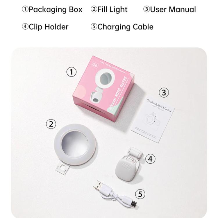Clip-On Selfie Ring Light with Mirror